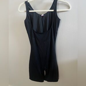 SPANX Star Power Black Lady Luxe Open-Bust Mid-Thigh Sparkly Bodysuit Size XL